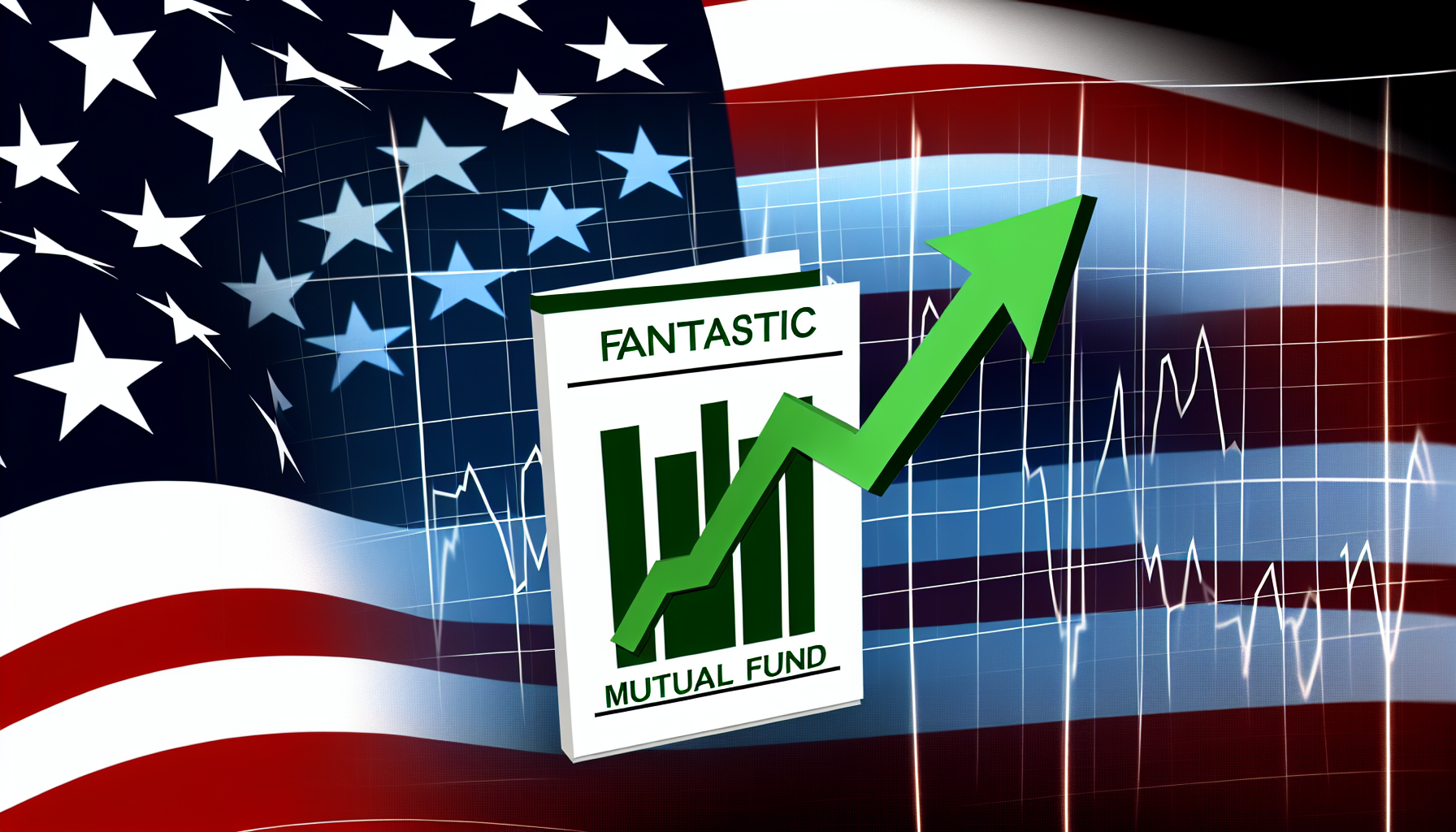Ein Bild, das einen fantastischen US-Investmentfonds veranschaulicht. Vielleicht ein Diagramm, das seine Leistung im Laufe der Zeit zeigt, neben einem Symbol, das den Fonds reprÃ¤sentiert. Es sollte darauf hingewiesen werden, dass die Leistung des Fonds herausragend ist, mit grÃ¼nen Pfeilen, die nach oben zeigen. Der Hintergrund kÃ¶nnte die amerikanische Flagge sein, subtil in das Design eingewoben, um seinen US-Ursprung anzudeuten.