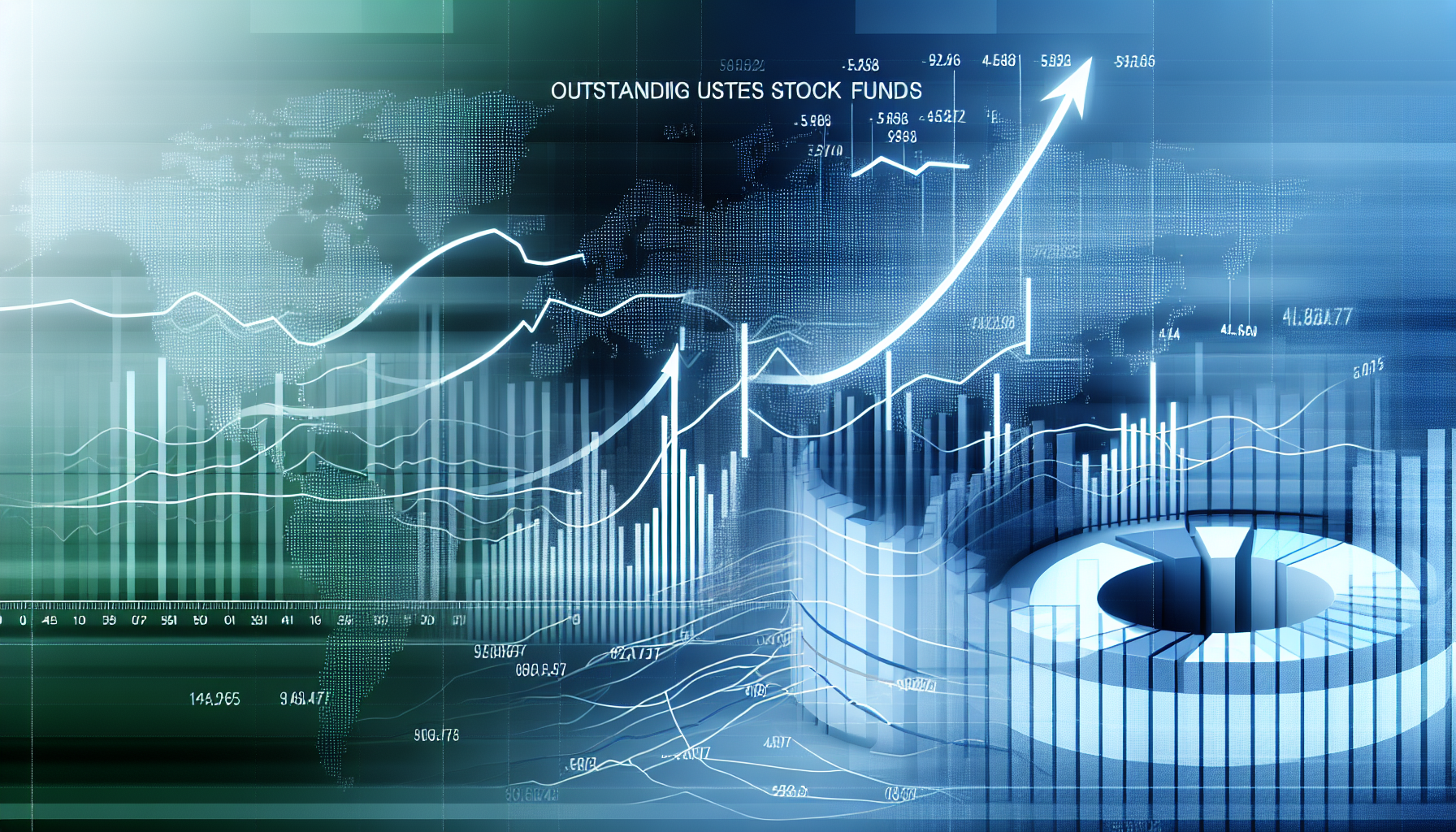 Eine detaillierte und sch&Atilde;&para;ne Darstellung herausragender US-Aktienfonds. Ein Spektrum dynamischer Linien und Balken auf komplexen Finanzdiagrammen. Pfeile und Kurven symbolisieren die Wertentwicklung und das Wachstum der Fonds. Am unteren Rand l&Atilde;&curren;uft ein B&Atilde;&para;rsenticker, der die aktuellsten Kurse anzeigt. Au&Atilde;Ÿerdem sind mehrere Kreisdiagramme zu sehen, die Einblicke in die Verm&Atilde;&para;gensaufteilung (Asset-Allokation) dieser Fonds geben.