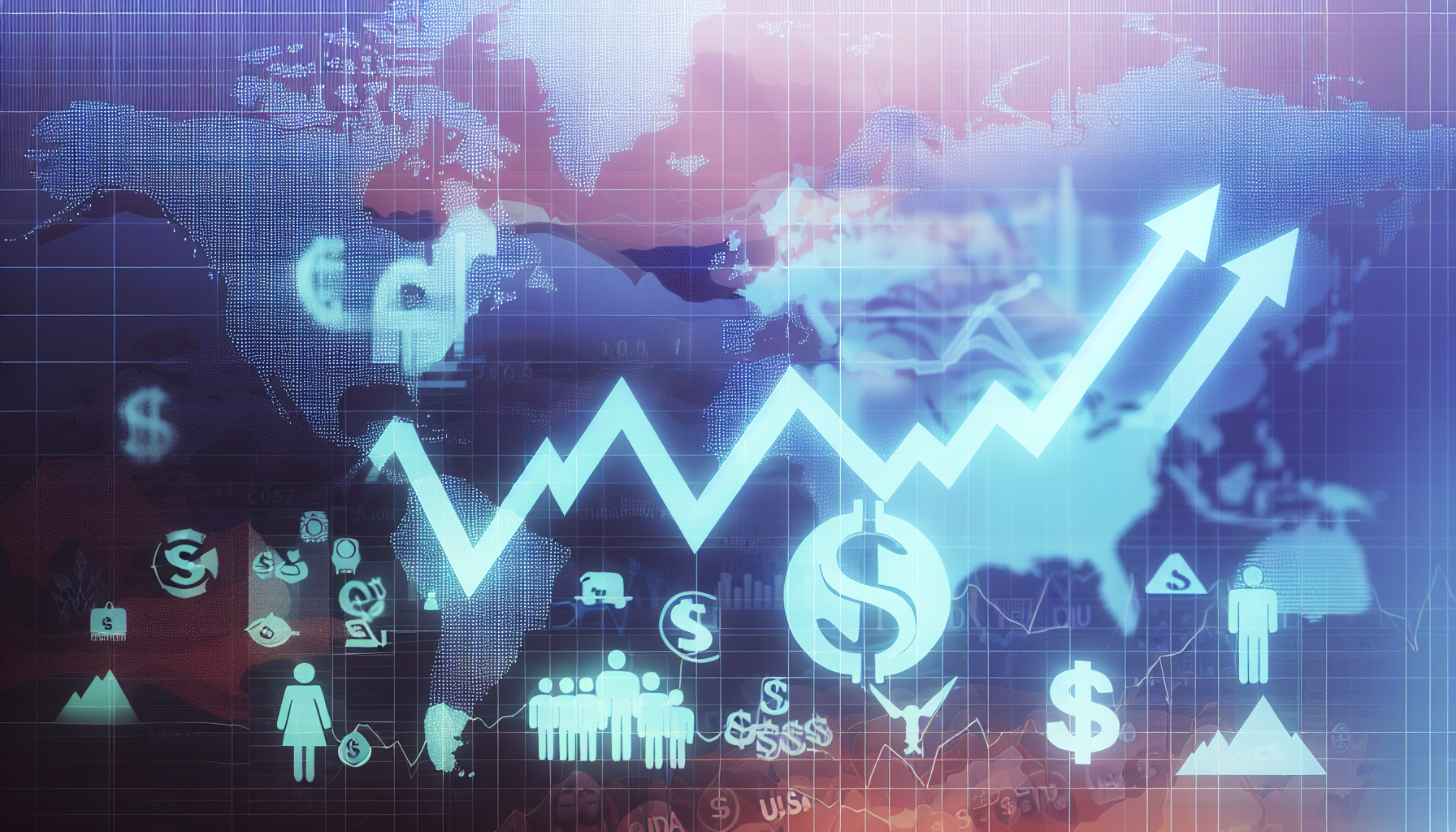 Eine Visualisierung eines US-Aktienfonds. Stellen Sie ein Diagramm mit Aufw&Atilde;&curren;rtstrends dar, das das Wachstum und die potenziellen Renditen der Anlage symbolisiert. &Atilde;œberlagern Sie das Diagramm mit symbolischen Bildern, die den US-Markt kennzeichnen, wie einem Dollarzeichen ($) und popul&Atilde;&curren;ren Branchen (Technologie, Gesundheitswesen usw.). Im Hintergrund leicht die Karte der USA zeigen, um den geografischen Kontext darzustellen. Achten Sie darauf, bei eventuell dargestellten Personen eine ausgewogene Repr&Atilde;&curren;sentation von Geschlechtern und Herk&Atilde;&frac14;nften sicherzustellen.